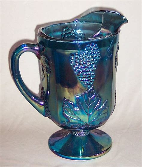 Carnival Glass Blue Harvest Pitcher From Indiana Glass Carnival Glass Blue Carnival Glass