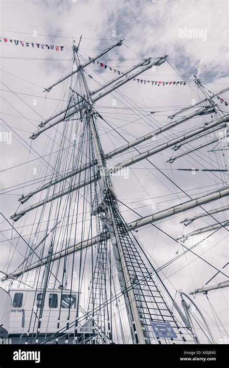 Old Sailing Ship Mast Tall Ship Rigging Detail Masts And Rigging Of A
