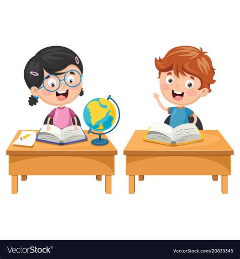 Kids Studying Royalty Free Vector Image Vectorstock