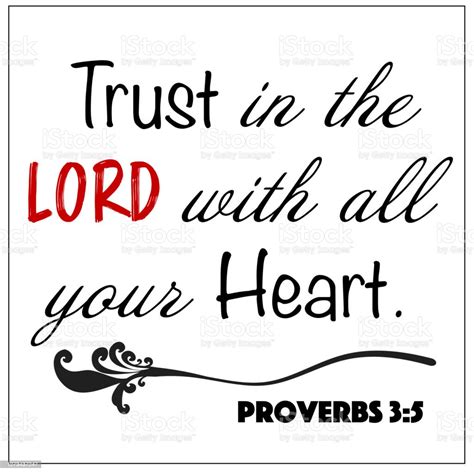 Proverbs 35 Trust In The Lord With All Your Heart Word Design Vector On