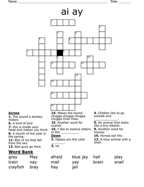Ae Ai And Ay Crossword Wordmint