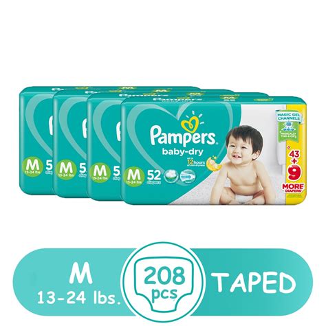 Pampers Baby Dry Taped Diapers Medium 52s X 4 Packs Shopee Philippines