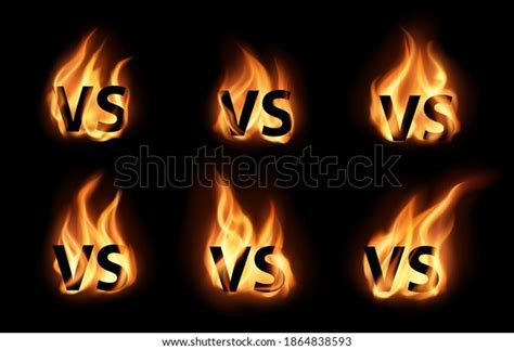 Versus Vs Realistic Fire Flames Vector Stock Vector Royalty Free