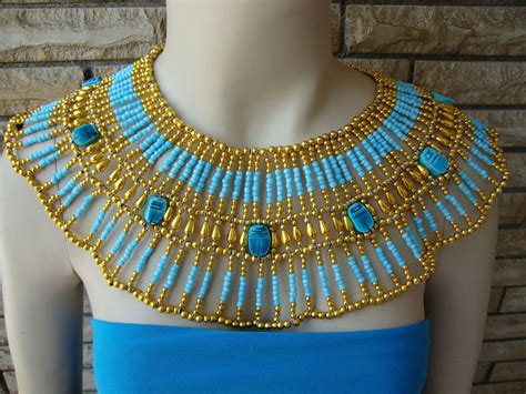 New Arrival Queen Cleopatra Beaded Scarab Collar Necklace Egyptian