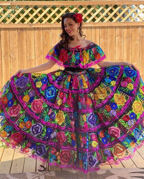 Traditional Mexican Chiapaneco Dress Traditional Embroidered Etsy