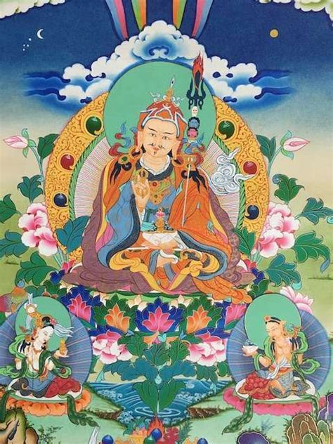 Padmasambhava Thangka With Princess Mandarava And Yeshe Tsogyal Buddhist Images