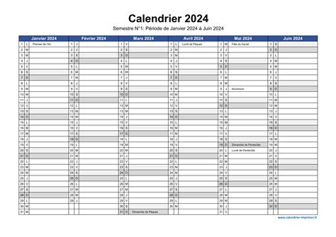 Calendrier 2024 à Imprimer Agenda 2024 Francais