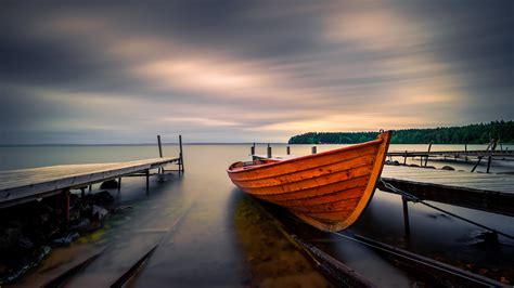 Pictures Sweden Nature Lake Pier Boats 1920x1080