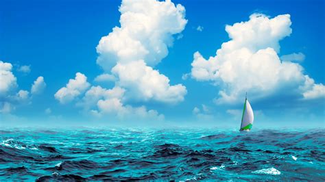 Sea Blue Sky Boat Clouds Wallpaper 2560x1440 438374 Wallpaperup