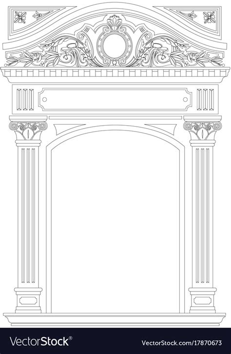 Contouring Coloring Of Classical Arch Royalty Free Vector