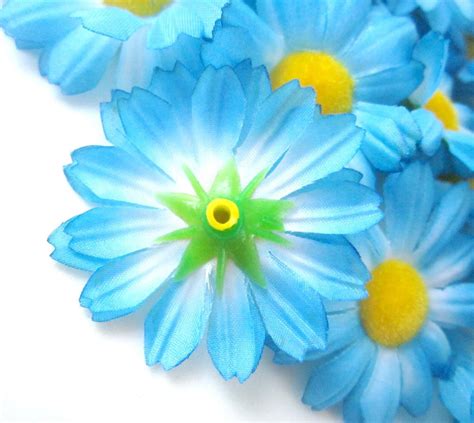 12 blue gerbera daisy heads artificial silk flower 1 75 etsy