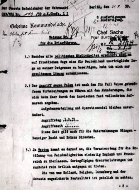 Hitler Archive Official Order For The Attack Against Poland Starting