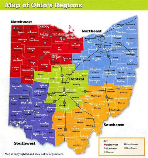 Counties In Ohio Divided By Regions Ohio Map County Map Map