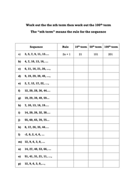 Calculator will generate detailed explanation. Finding the nth term | Teaching Resources