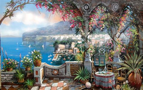 Oil Painting Of Amalfi Coast Sorrento Italy Fantasy House Learning