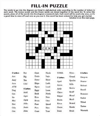Number fill in puzzles require you to fill a crossword type grid with numbers from the given list. Printable Puzzle -9+ Free PDF Documents Download | Free ...