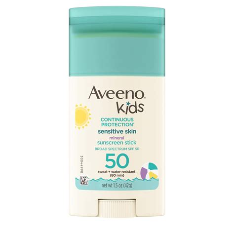 Aveeno Positively Mineral Sensitive Skin Sunscreen Stick Spf 50 15 Oz