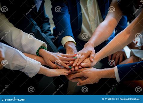 People Putting Their Hands Together Friends With Stack Of Hands