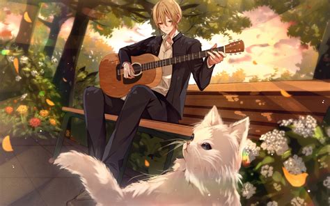 1280x800 Anime Boy Playing Guitar 1280x800 Resolution Wallpaper Hd