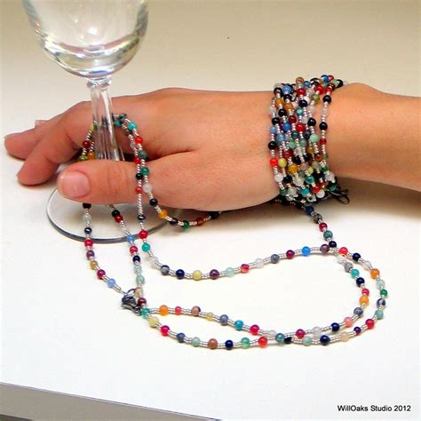 Multi Colored Bead Necklace Colorful Long Stone Beaded Necklace