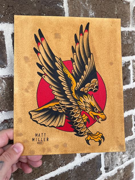 Traditional Eagle Tattoo Flash Art Print Etsy