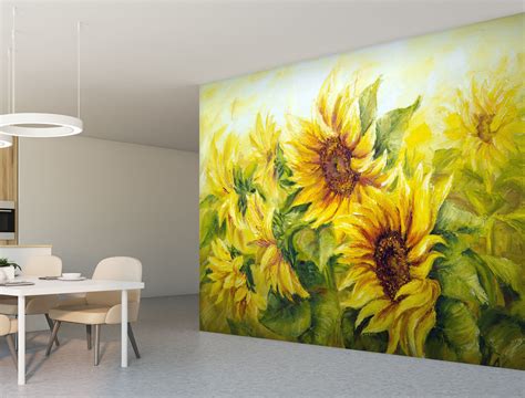 3d Oil Painting Sunflower 151 Wall Murals Aj Wallpaper