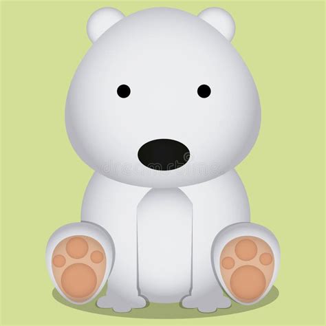 Vector Cartoon Cute Polar Bear Sitting Isolated Stock Vector