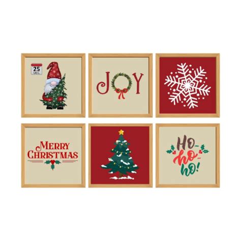 Square Christmas Wall Artchristmas Printsset Of 6 Etsy