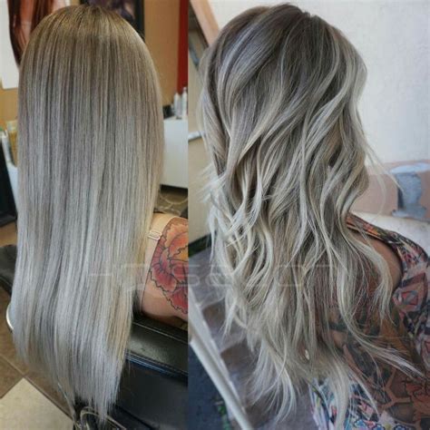 150/180 balayage ash brown root melting into platinum blonde and ash brown. Platinum silver balayage | Platinum blonde hair color ...