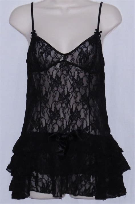 Victorias Secret Babydoll Sheer Lace Nightgown Medium Adjustable Straps