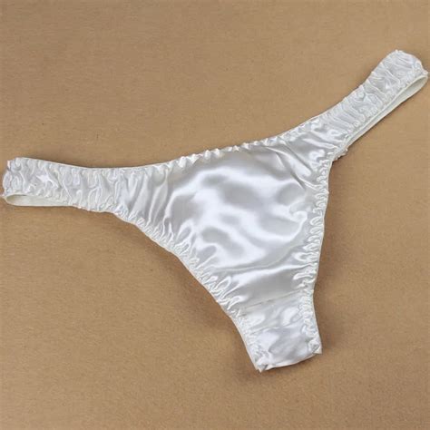 100 Mulberry Silk Men White G Strings Sexy Pure Silk Plus Size T Thongs