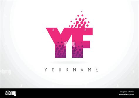 yf y f letter logo with pink letters and purple color particles dots design stock vector image