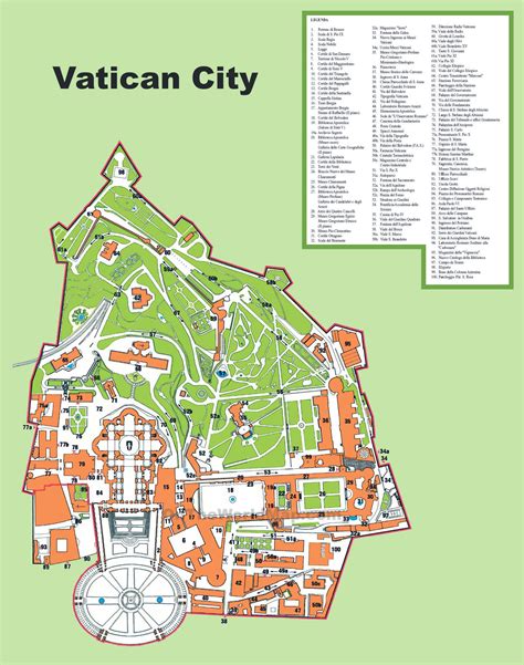 Large Detailed Tourist Map Of Vatican City Vatican Europe