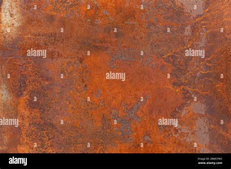 Orange Red Old Rusty Metal Surface An Weathered Oxidized Patina With A