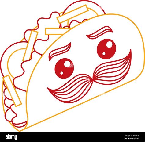 Deliciosos Tacos Mexicanos Con Bigote Kawaii Imagen Vector De Stock Alamy