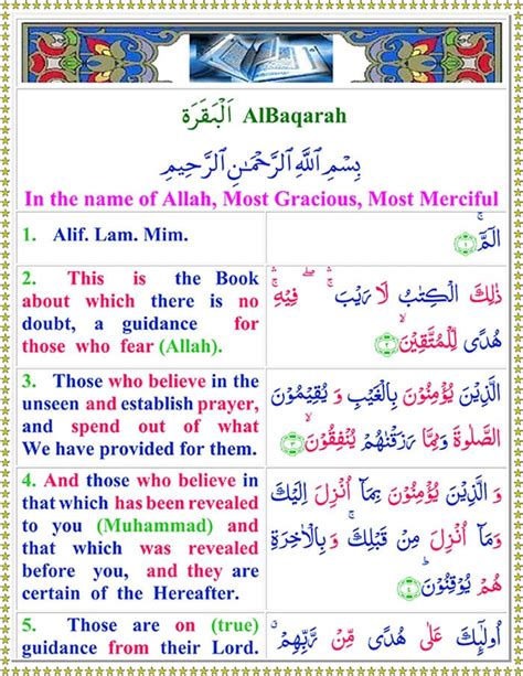 Surah Al Baqarah With English Translation Surah Baqara Pdf