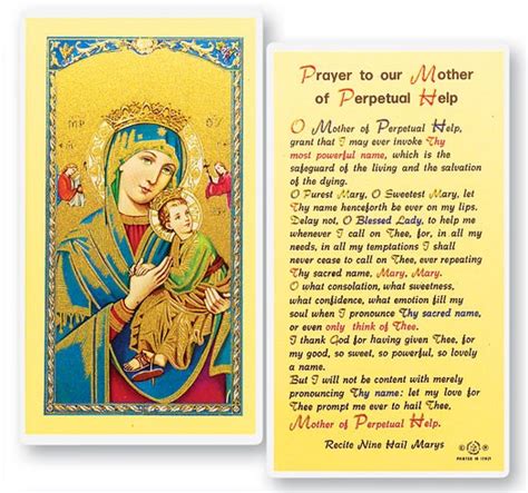 Our Lady Of Perpetual Help Laminated Prayer Cards 25 Pack