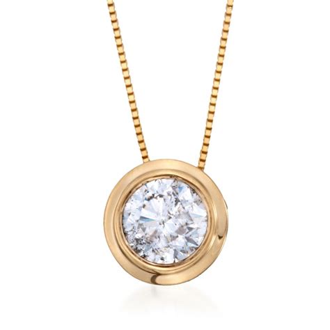 100 Ct Tw Bezel Set Diamond Solitaire Necklace In 14kt Yellow Gold