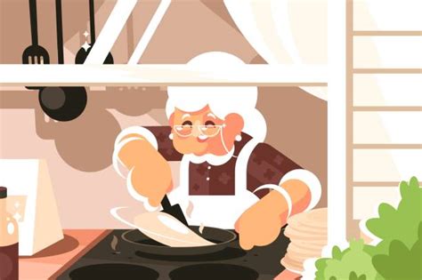 Old Woman Cooking Illustrations Royalty Free Vector Graphics And Clip