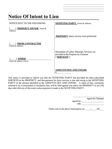 Notice Of Intent To Lien Illinois Pdf Fill Online Printable