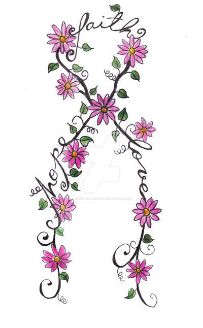 Women considering breast implants should be aware of potential issues with mammography to make an informed decision. Cancer ribbon tattoo + flowers by expedient-demise on ...