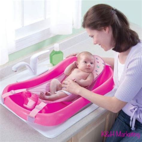 The standard baby bathtub is usually made from durable plastic. Infant To Toddler Bath Tub with Sling PINK fits over sink ...