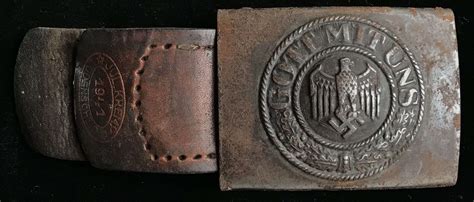 Original Wwii German Combat Used Heer Army Belt Buckle With Leather