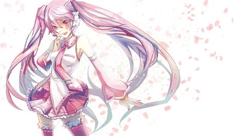 Vocaloid Hatsune Miku Long Hair Petals Pink Eyes Pink Hair