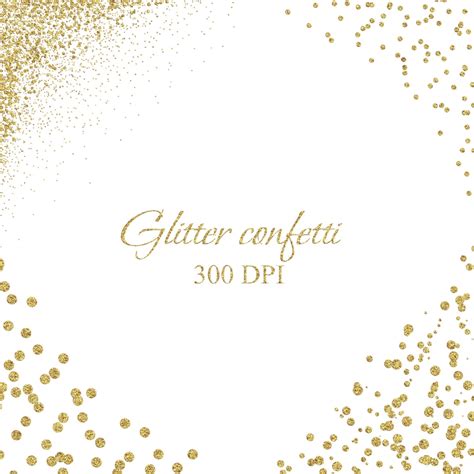 Gold Confetti Borders And Corner Digital Glitter Clipart Png