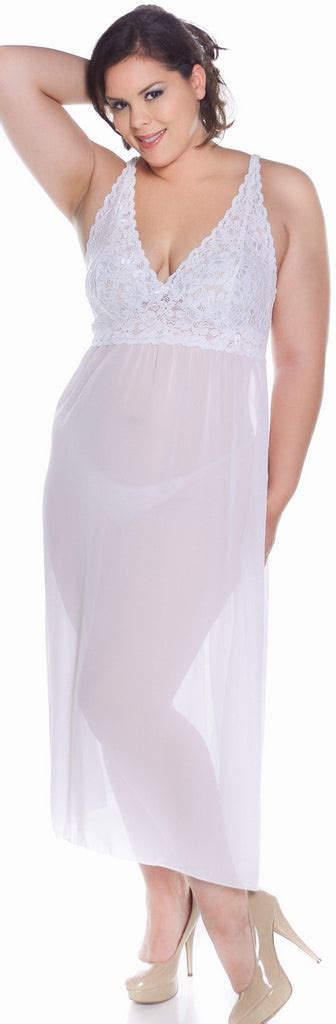 Womens Super Plus Size Chiffon Nightgown With G String Set 6075xx