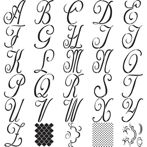 Click on your desired stencil size in inches to access all 1 to 10 Shop Plaid FolkArt ® Alphabet & Monogram Paper Stencils - Script Font ...