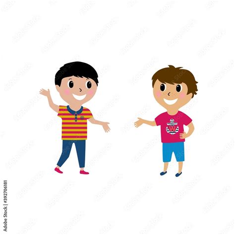 Vecteur Stock Illustration Of Two Little Boys Talkingreunion Friends