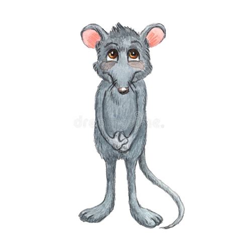 Watercolor Illustration Of A Funny Cartoon Mouse Stock Illustration Illustration Of Chinese