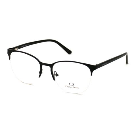 Eyeglasses Womens Matte Black Semi Rimless Oval 52 18 142 By Charles Delon Oval